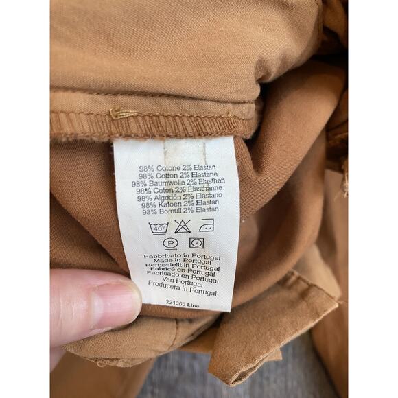 0039 ITALY Womens Pants Size Small Stretch Tan Brown Cropped Capri Quiet Luxury - Picture 9 of 14